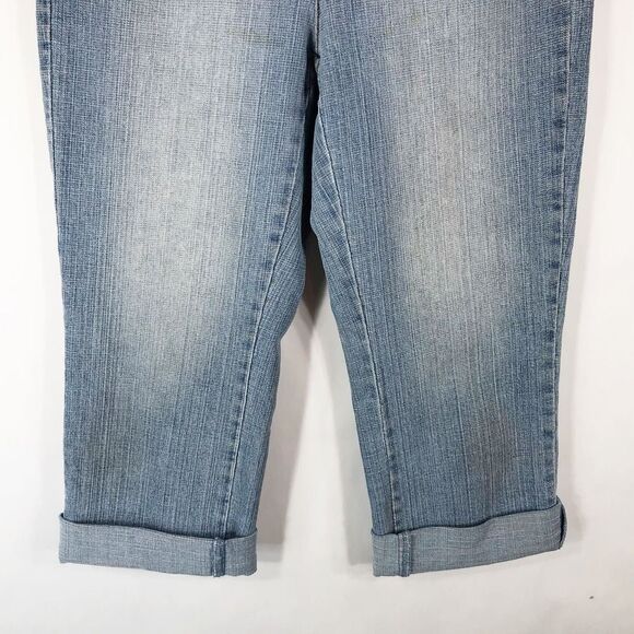 Cache Size‎ 4 Capri Jeans Cropped Light Blue Rhinestones Cuffed Pockets 1075 - Picture 7 of 8